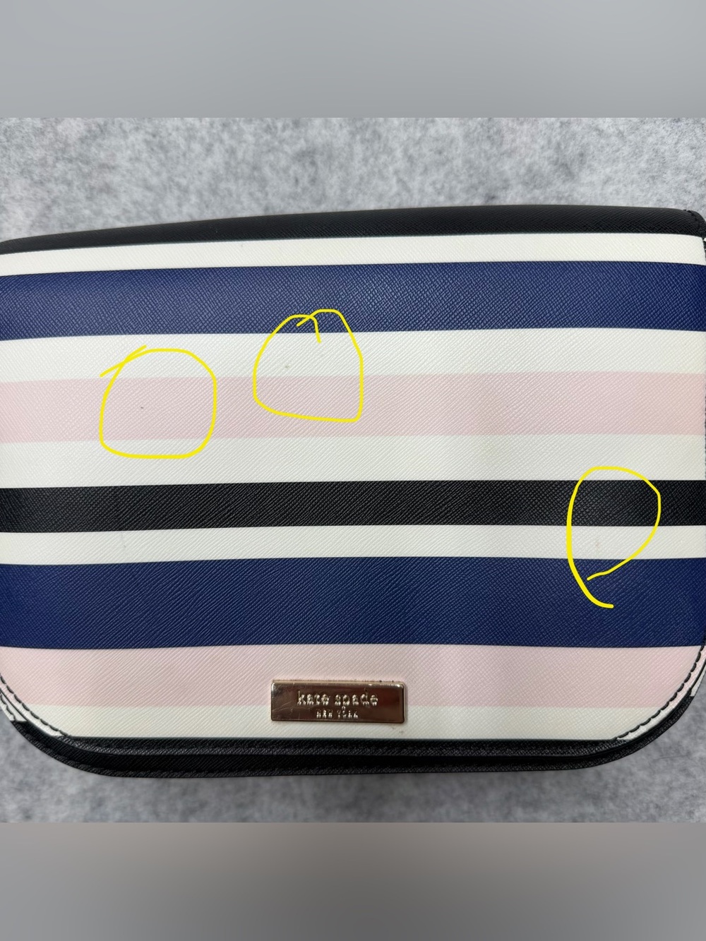Kate Spade New York Patterson Drive Striped Crossbody Bag Blue Pink Navy White - Picture 12 of 15